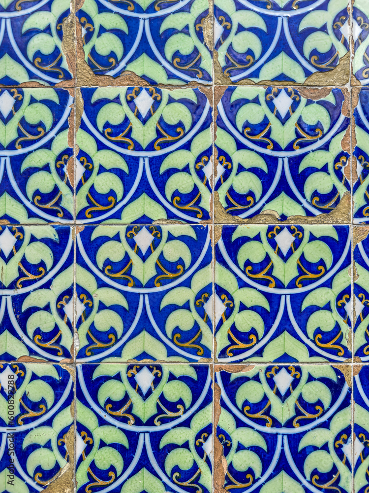 Traditional ornate portuguese decorative ceramic tiles azulejos
