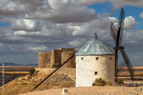 Windmills of Consuegra at Sunrise , Castilla-La Mancha, Spain. Beautiful exposure of the Windmills of Consuegra at Sunrise located on Castilla-La Mancha, Spain.