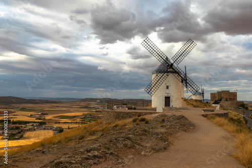 Windmills of Consuegra at Sunrise , Castilla-La Mancha, Spain. Beautiful exposure of the Windmills of Consuegra at Sunrise located on Castilla-La Mancha, Spain.