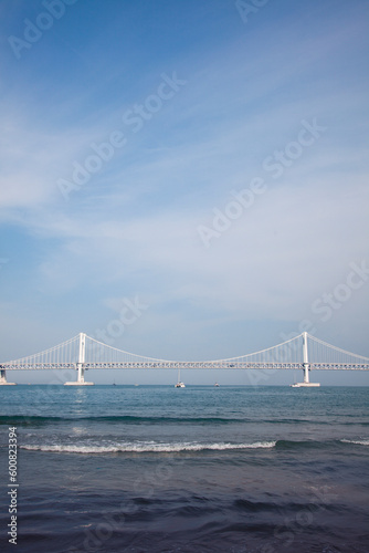 Gwangan bridge with beach in Busan, South Korea