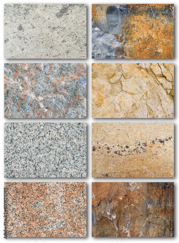 Rock texture surface, list of different types