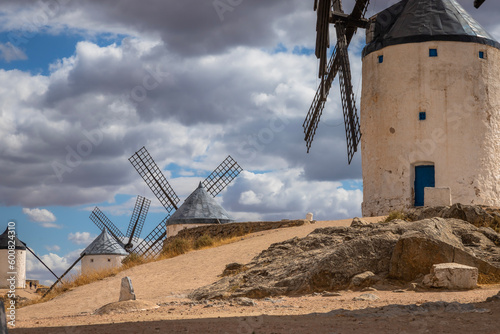 Windmills of Consuegra at Sunrise , Castilla-La Mancha, Spain. Beautiful exposure of the Windmills of Consuegra at Sunrise located on Castilla-La Mancha, Spain.