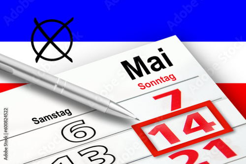 Deutscher Kalender Datum 14. Mai 2023 Sonntag Wahl in Schleswig-Holstein Kommunalwahl photo