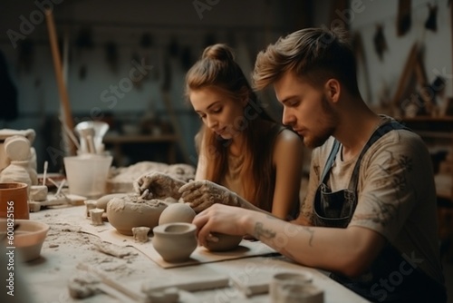 Romantic Date  Couple Painting at Ceramic Studio