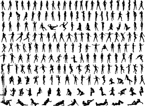 Hundreds of People Silhouettes  Vector 