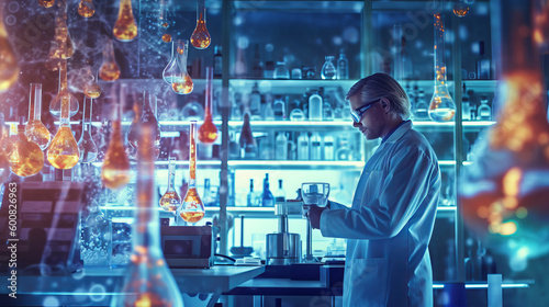 Genetic research background. Illustration AI Generative.