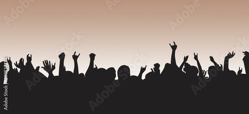 Crowd going wild at an event. Perfect for adding text above the crowd or adding other elements for a concert or other event.