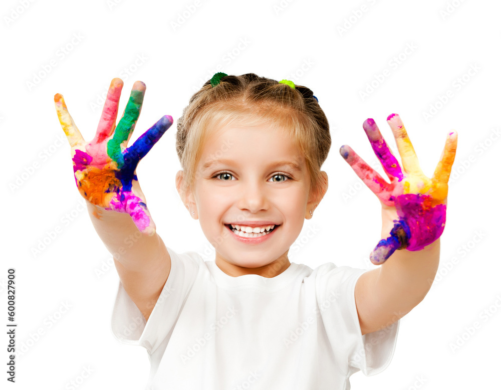 beautiful little girl with her â??â??hands in the paint beautiful little girl with her â??â??hands in the paint