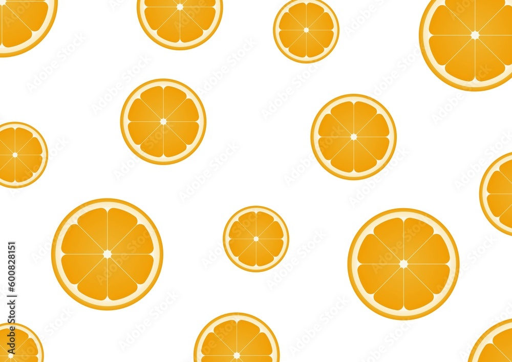Orange Fruit Seamless Pattern Background. Vector Illustration. 