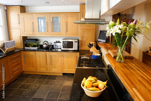 wooden fitted kitchen interior