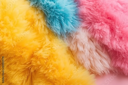 Multicolored fluffy furry surface, generative ai