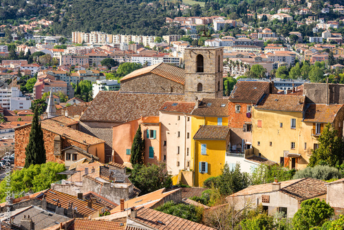 View to the old town and St. Paul church of Hyeres (Hyères), France photo