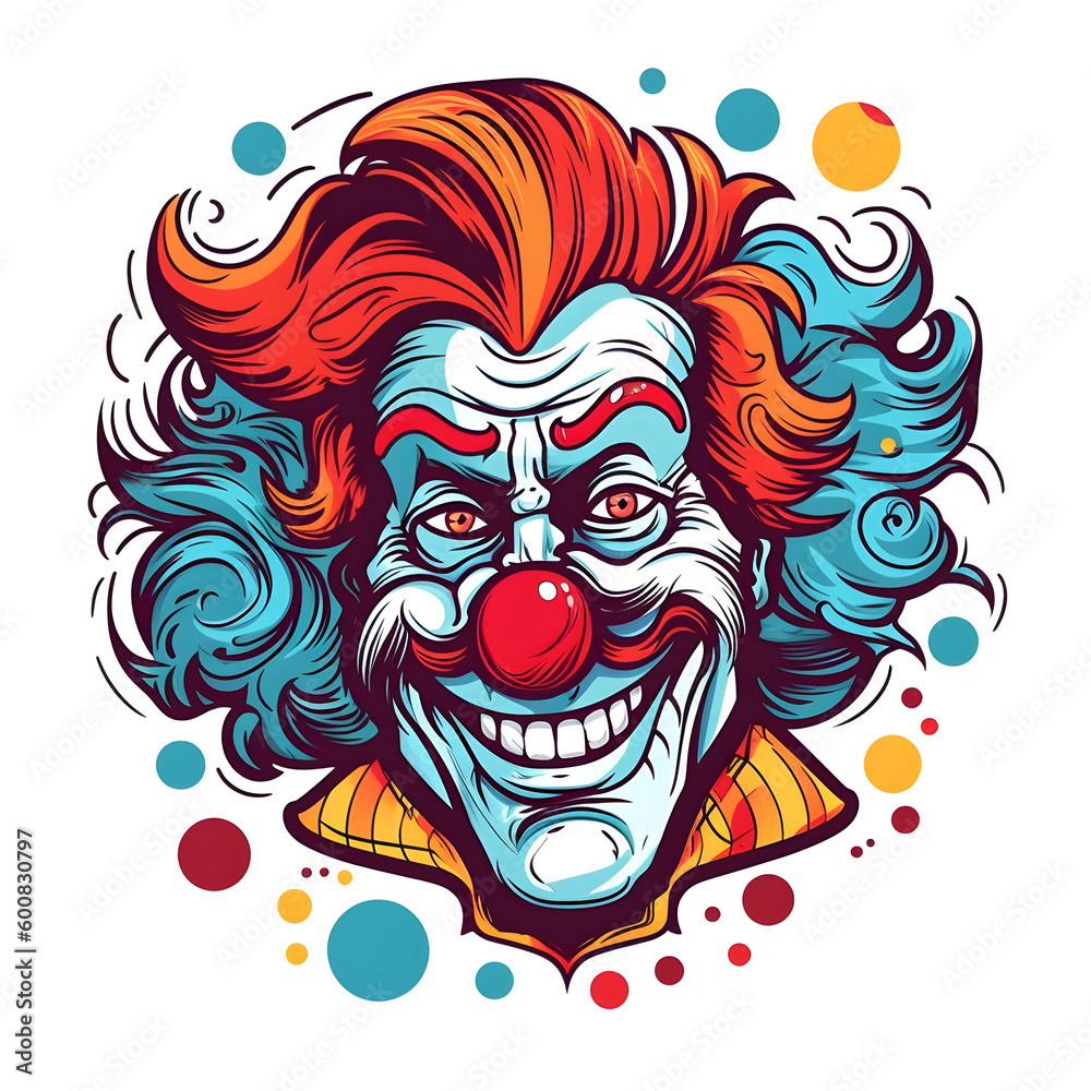 Happy Clown, isolated on a white background, generative AI
