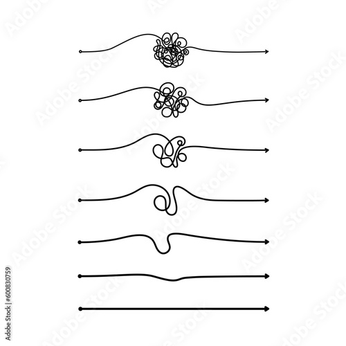 Tangled lines set. Vector scribble Doodle knots