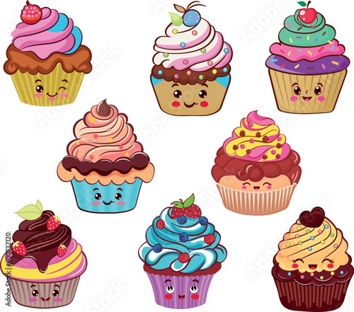 Cute cartoon cupcakes