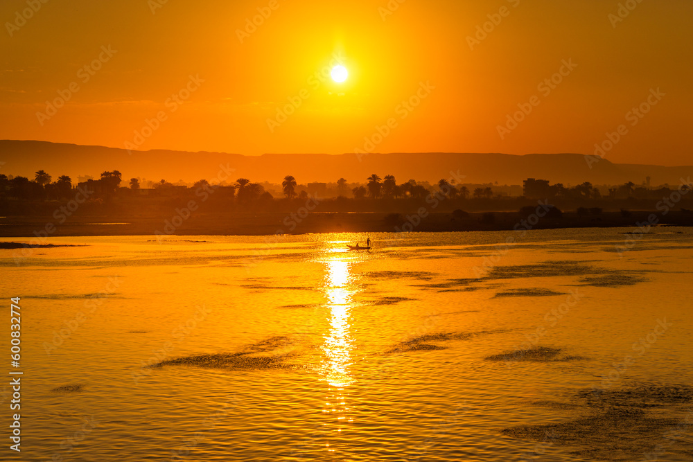 Sunset over the river Nile in Egypt Sunset over the river Nile in Egypt