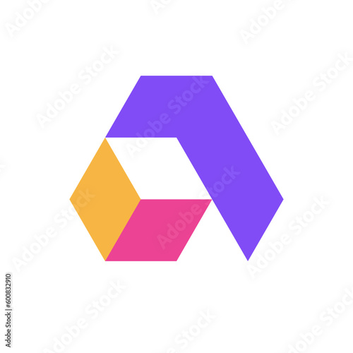 Letter A box modern colorful logo design