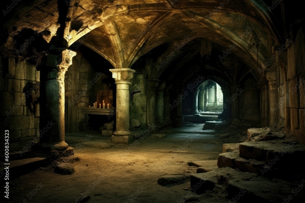 Underground dungeon was a place of darkness and despair, reserved for those who had crossed the castle's lord and paid the ultimate price. Generative AI
