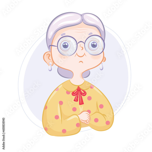 Grandma in a blouse with glasses
