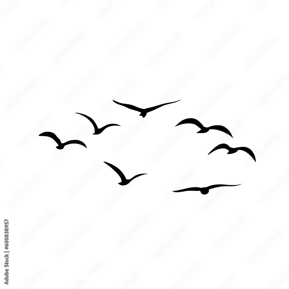 Fototapeta premium Vector silhouette of flying birds 