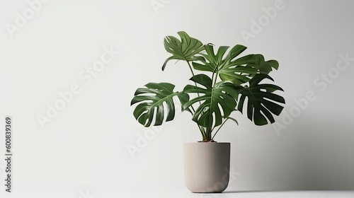 Homalomena plant planted in a pot, isolated on white, Generative AI
