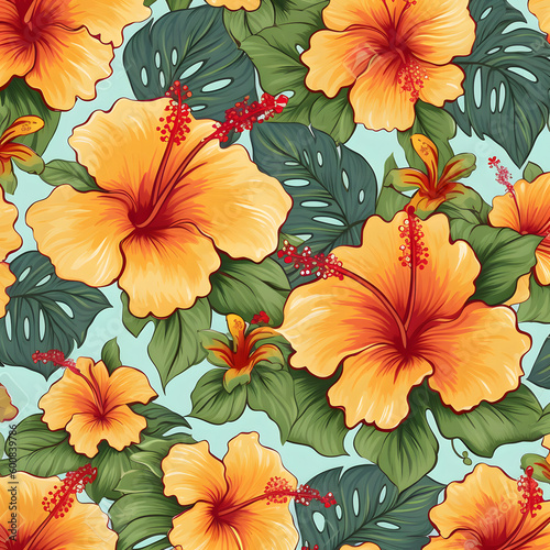 Watercolor Pretty painted flowers seamless pattern  Generative AI