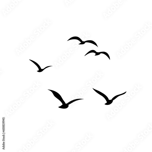 Vector silhouette of flying birds 