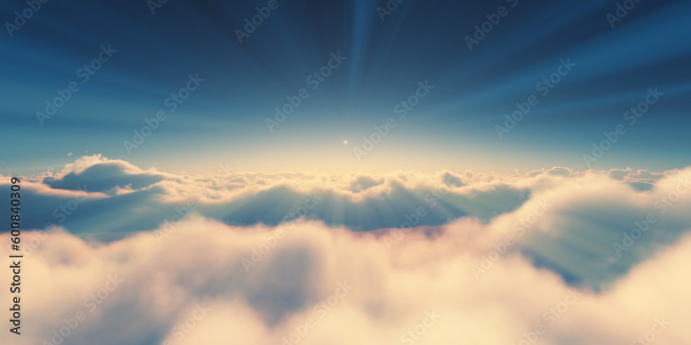 Obraz premium above clouds sunrise sun ray illustration