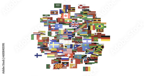 Europe counties flags - 3D realistic - PNG transparent