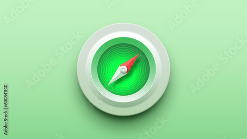 Colorful 3d Compass Icon with emboss effect. Business compass guidance direction. 3D style Compass are isolated on a simple background. Compass Nautical Navigator Cartography Glyph Pictogram.