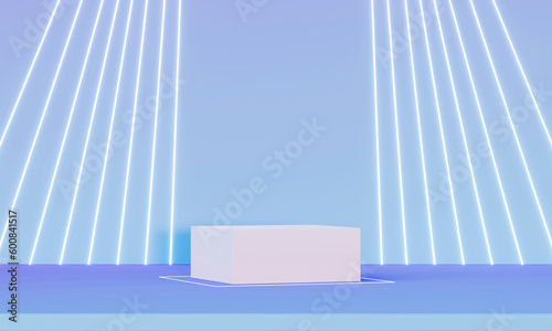 3D Render, Minimal Realistic pastel Display Podium for Product Mock up or Cosmetics Presentation in colorful pastel Studio, Cylinder pedestal showcase scene, geometric shapes background.