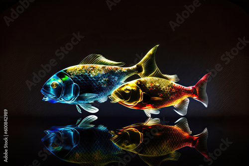 Tropical ornamental fish  bright color  luminous and transparent  conceptual design