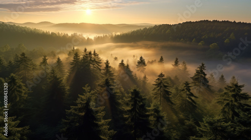 Morning Glory in the North German Forest. Generative AI