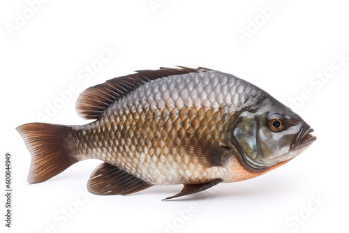 image of tilapia fish on white background. Underwater Animals. Foods. illustration, generative AI. © yod67