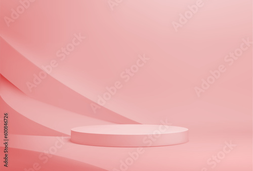 Photo Pink or coral round podium