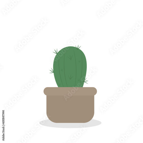 Home plant in pot, cute flat cartoon illustration. Cactus