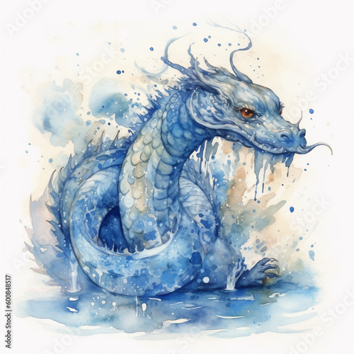 Japanese tattoo style, Dragon, full color ink, line art, white background