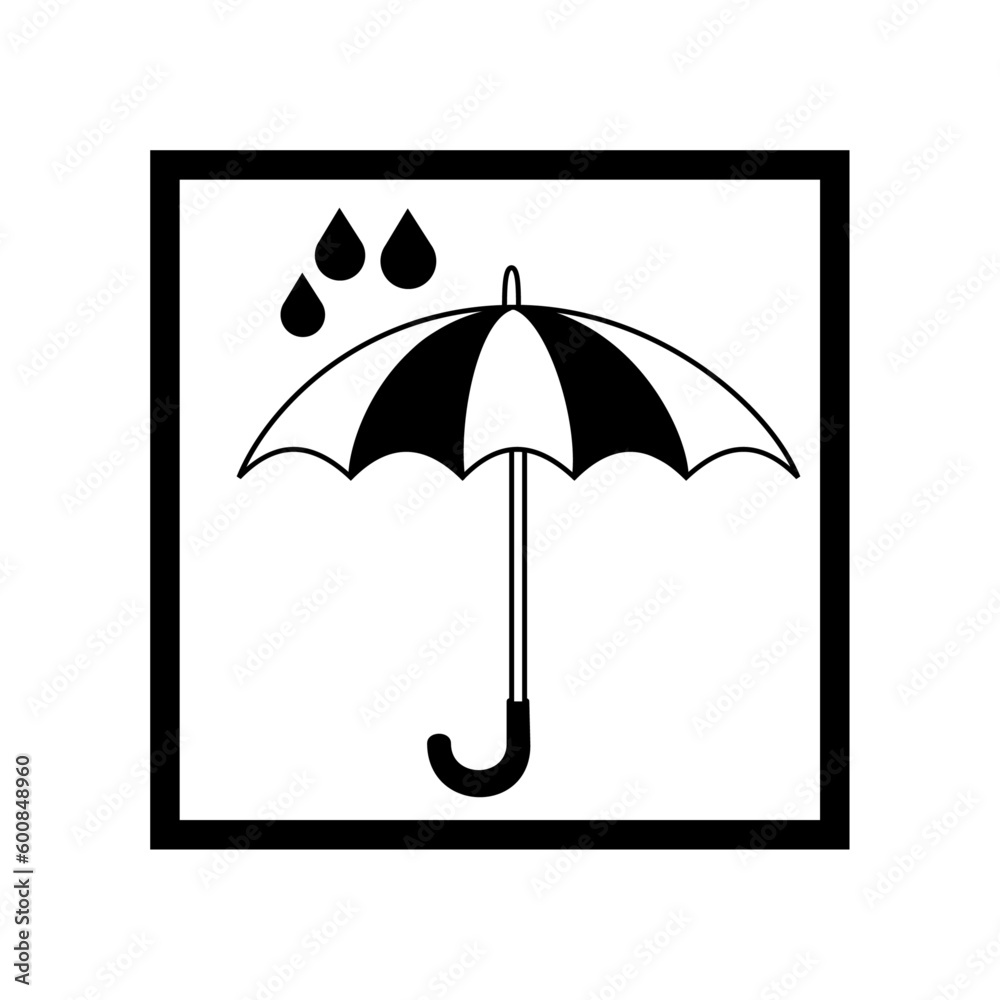 Keep dry label symbol, umbrella black vector icon Keep dry label symbol, umbrella black vector icon