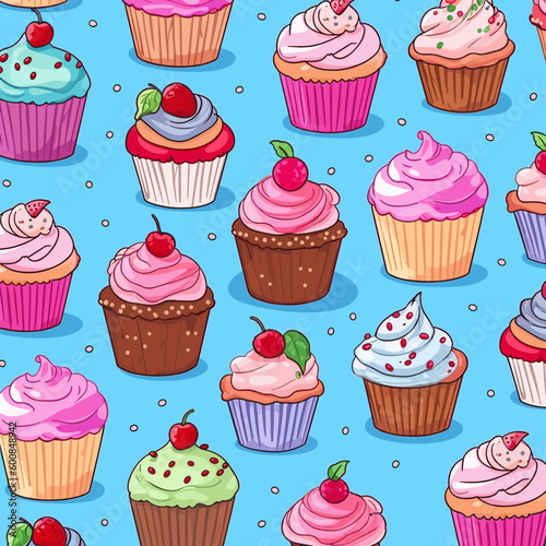 Motifs sans couture de cupcakes colorés