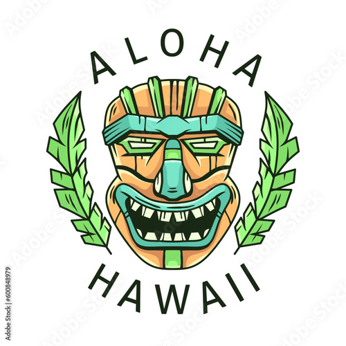 hawaii tiki mask vector illustration.summer holiday.nice design concept for print