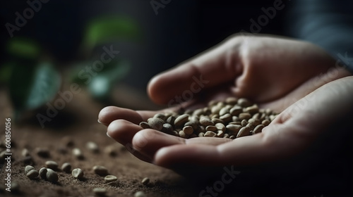 A hand holding seeds generative ai