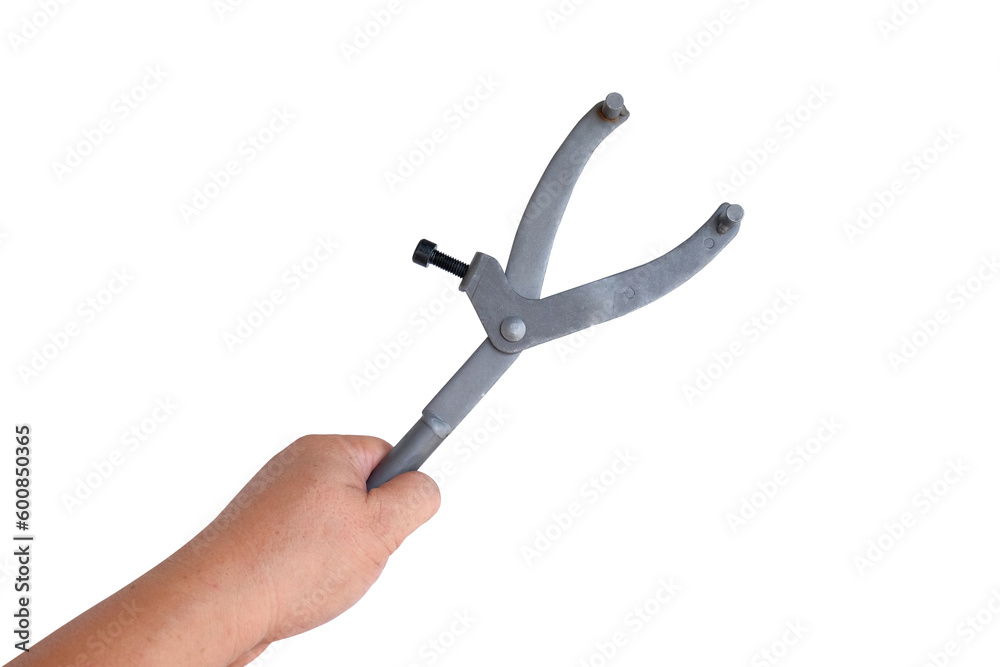 Adjustable flywheel wrench in hand for Mechanic tool. Adjustable flywheel wrench in hand for Mechanic tool.