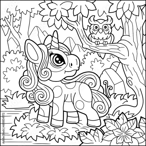 Fototapeta Naklejka Na Ścianę i Meble -  cute fairytale unicorn coloring book