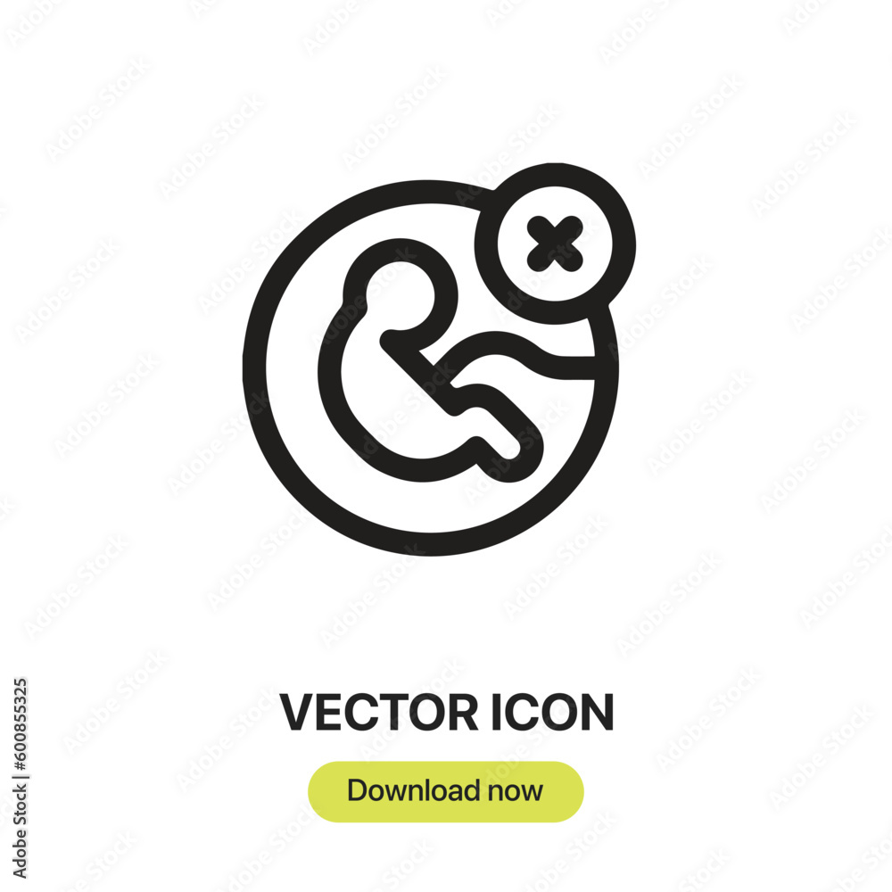 Abortion icon vector. Linear style sign for mobile concept and web design. Abortion symbol illustration. Pixel vector graphics - Vector. Abortion icon vector. Linear style sign for mobile concept and web design. Abortion symbol illustration. Pixel vector graphics - Vector.
