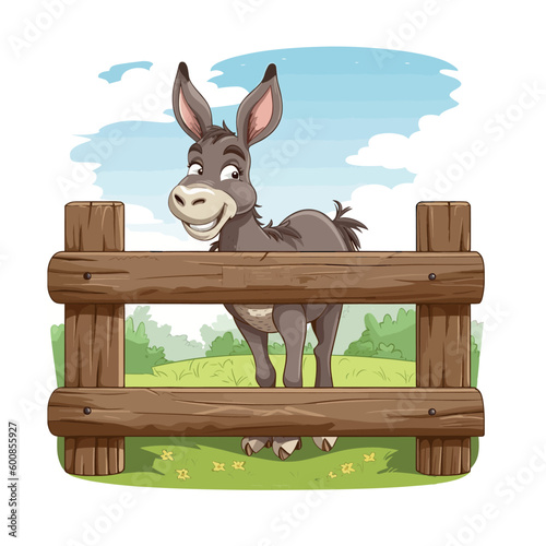 A donkey cute animal cartoon character illustration created with Generative AI technology