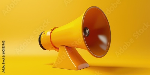 Megaphone on yellow background, advertising and promotion concept, digital illustration. Generative AI