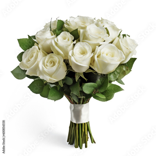 A simple, elegant bouquet of white roses