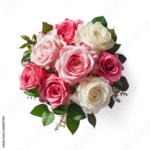 A romantic bouquet of red and pink roses