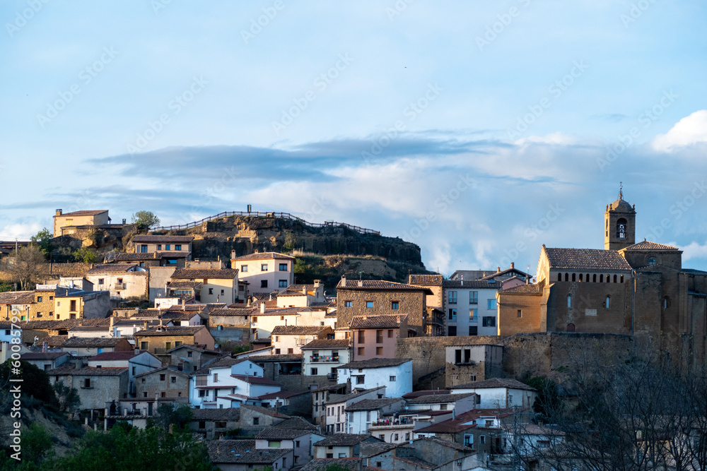 view to mountain village murillo de gallego in Spain