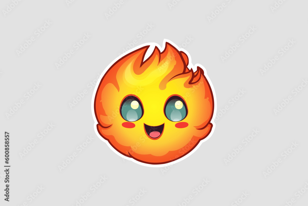 Fire drop icon face, fire drop character design 